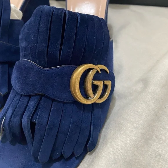Gucci Marmont sandal- Navy Suede - Picture 4 of 8